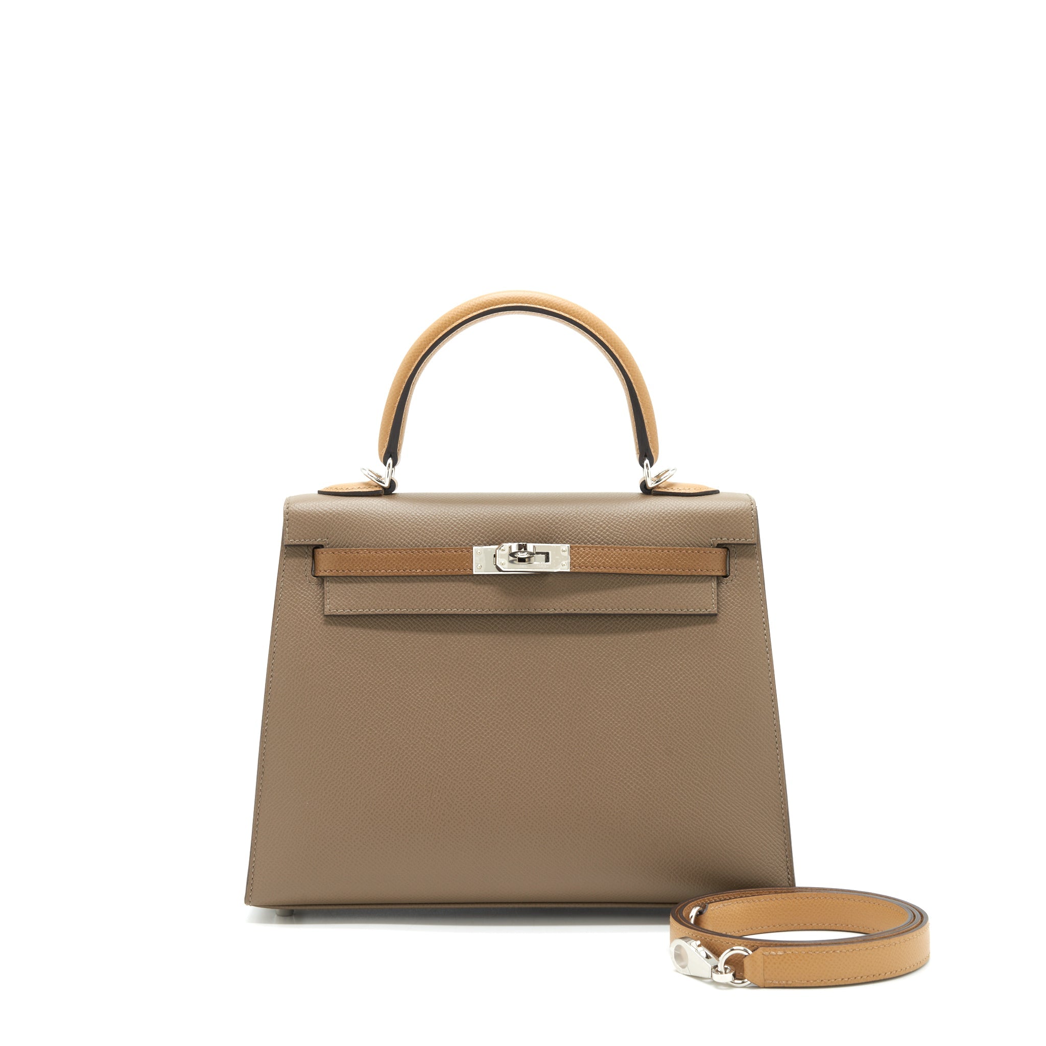 HERMES KELLY 25 SELLIER VEAU EPSOM ETOUPE/ALEZAN/BISCUIT SHW