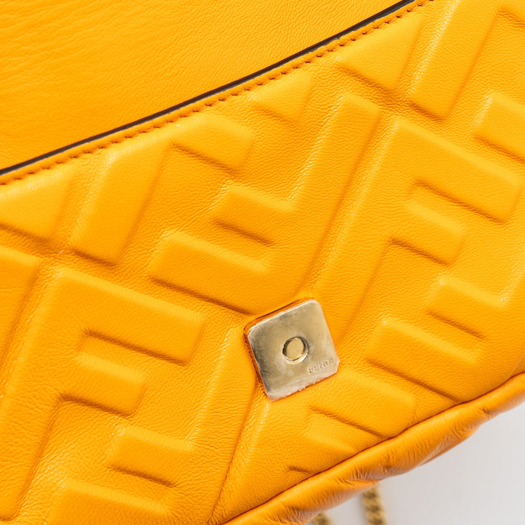 FENDI MINI BAGUETTE BAG NAPPA LAMBSKIN ORANGE GHW