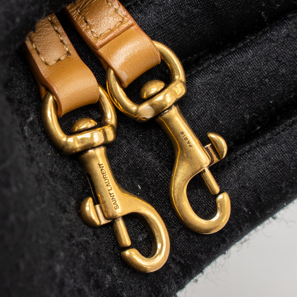 SAINT LAURENT TOY LOULOU TOY STRAP BAG CALFSKIN CARAMEL GHW