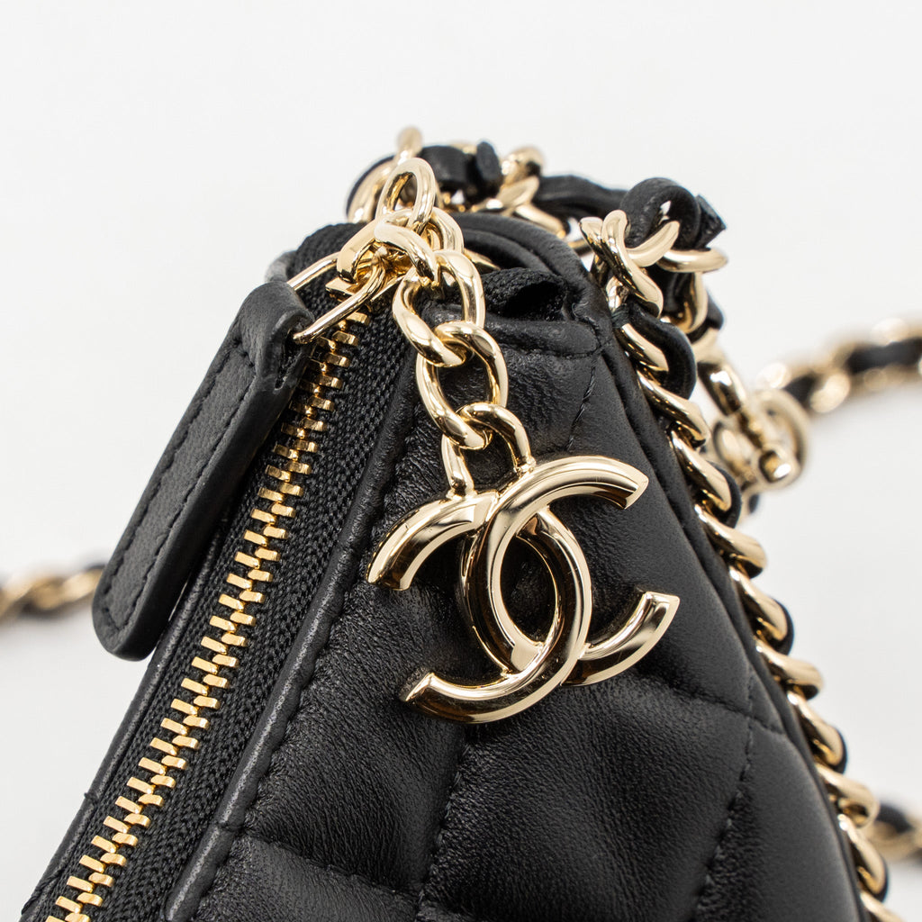 CHANEL SMALL MOON HOBO BAG LAMBSKIN BLACK LGHW (MICROCHIP)