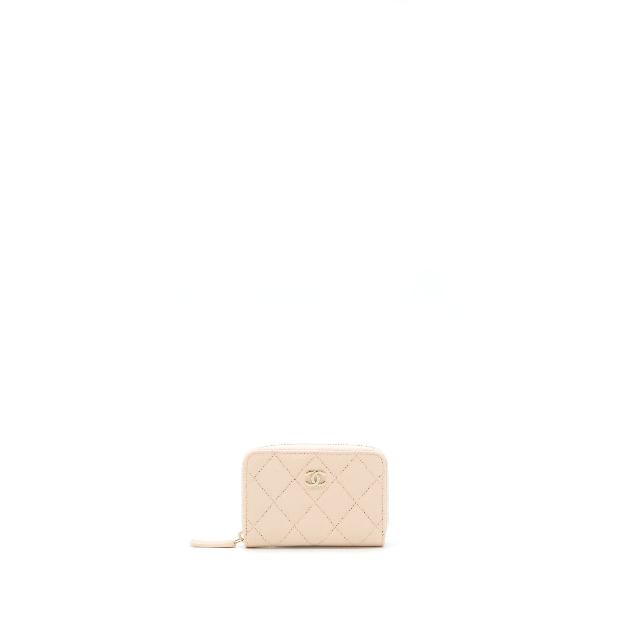 CHANEL 22C ZIPPY CARD HOLDER CAVIAR LIGHT BEIGE LGHW