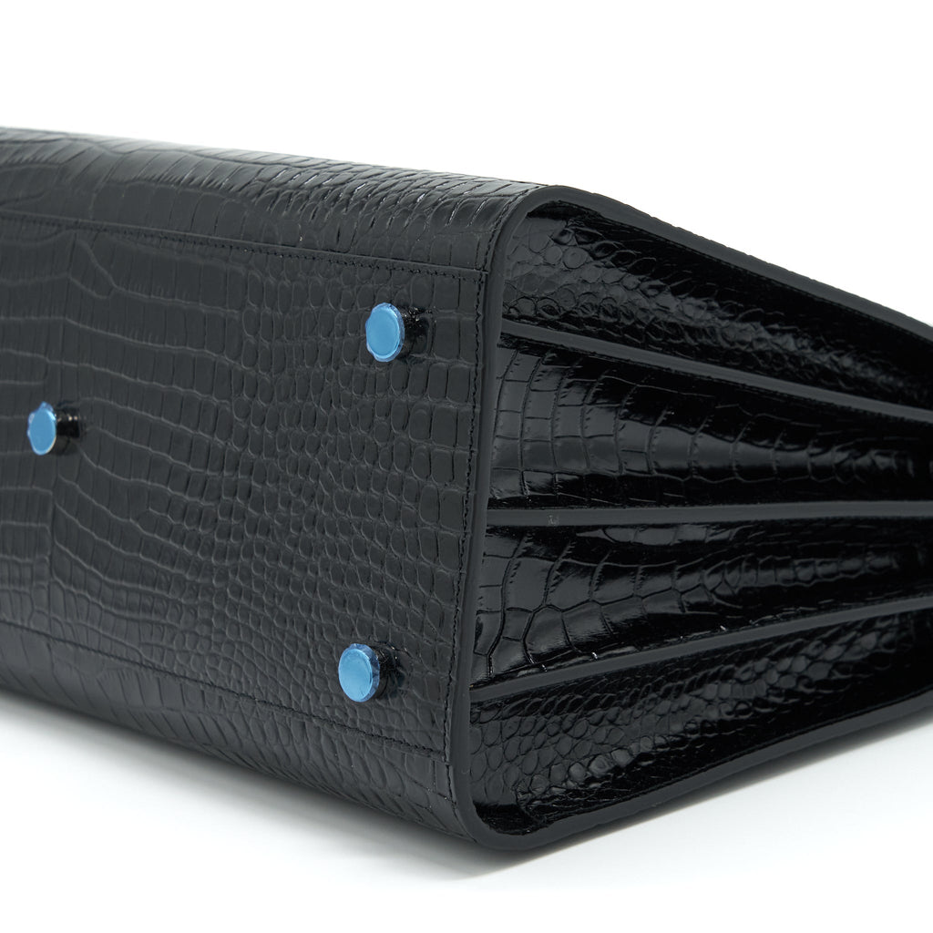 SAINT LAURENT/ YSL SAC DE JOUR CROCODILE EMBOSSED BLACK SHW