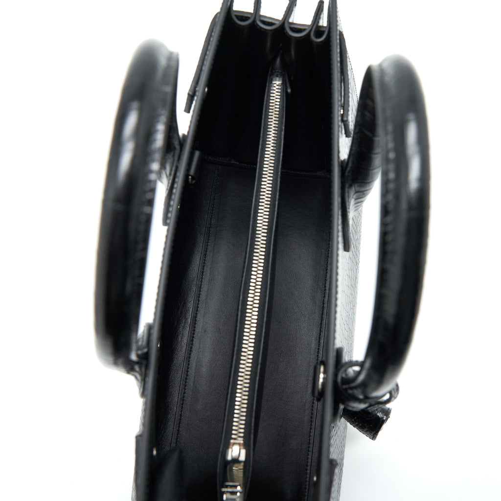 SAINT LAURENT/ YSL SAC DE JOUR CROCODILE EMBOSSED BLACK SHW