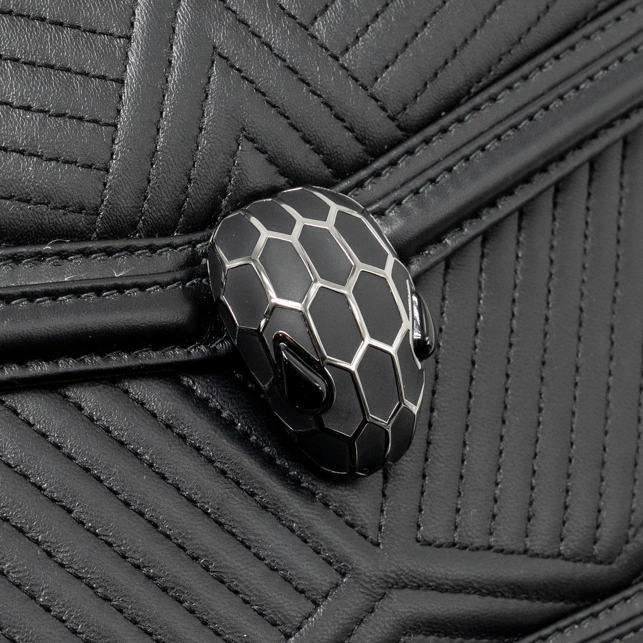 BVLGARI SERPENTI FOREVER FLAP BAG CALFSKIN BLACK RUTHENIUM HARDWARE
