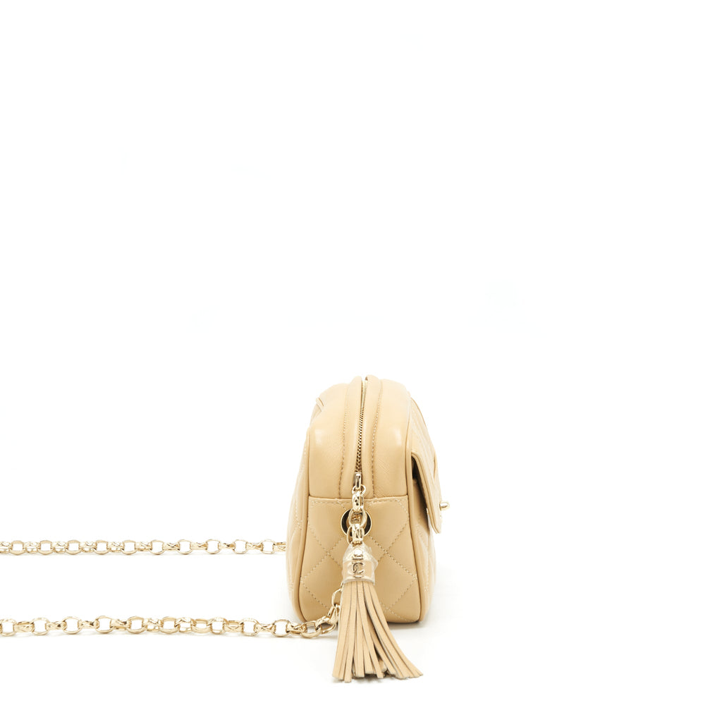 CHANEL CAMERA BAG LAMBSKIN BEIGE LGHW