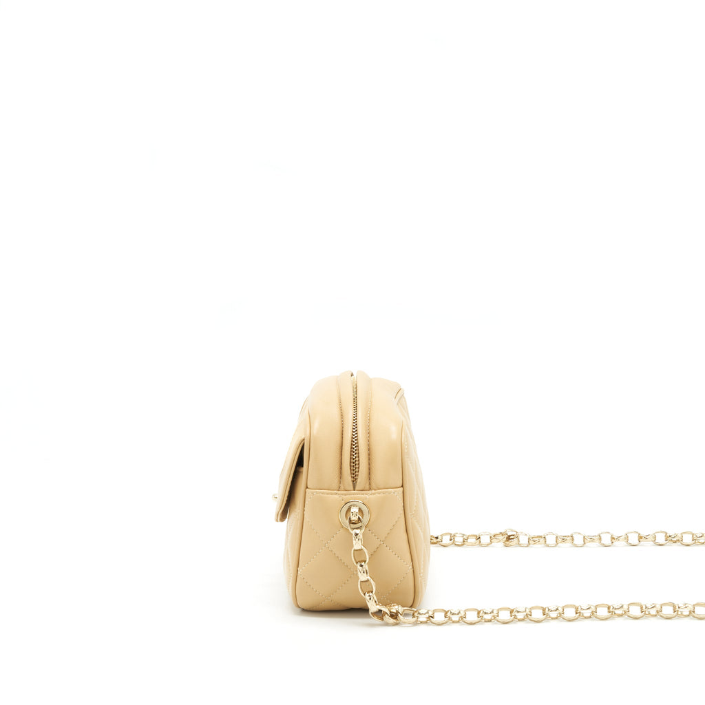 CHANEL CAMERA BAG LAMBSKIN BEIGE LGHW