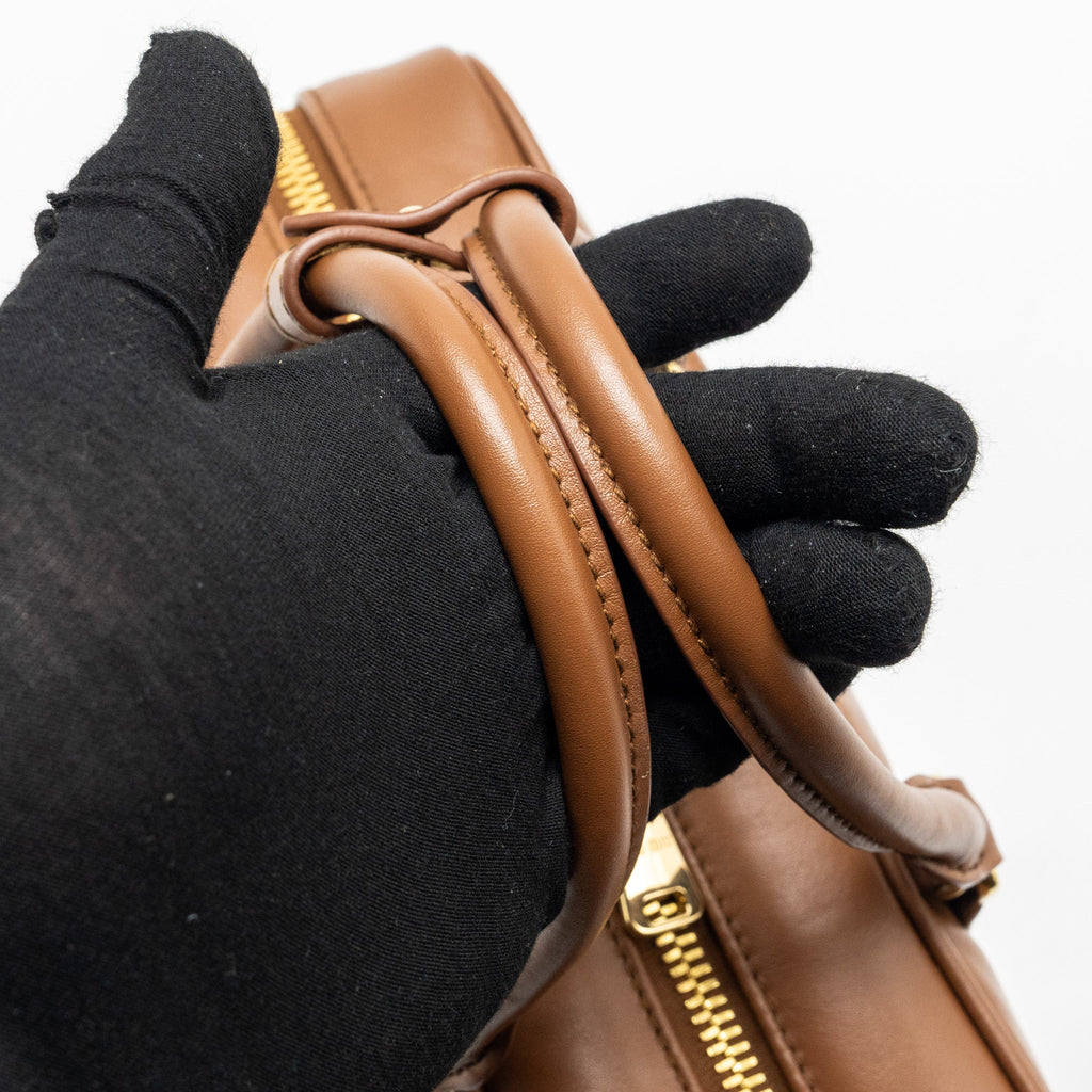 MIU MIU COGNAC ARCADIE LEATHER BAG GHW