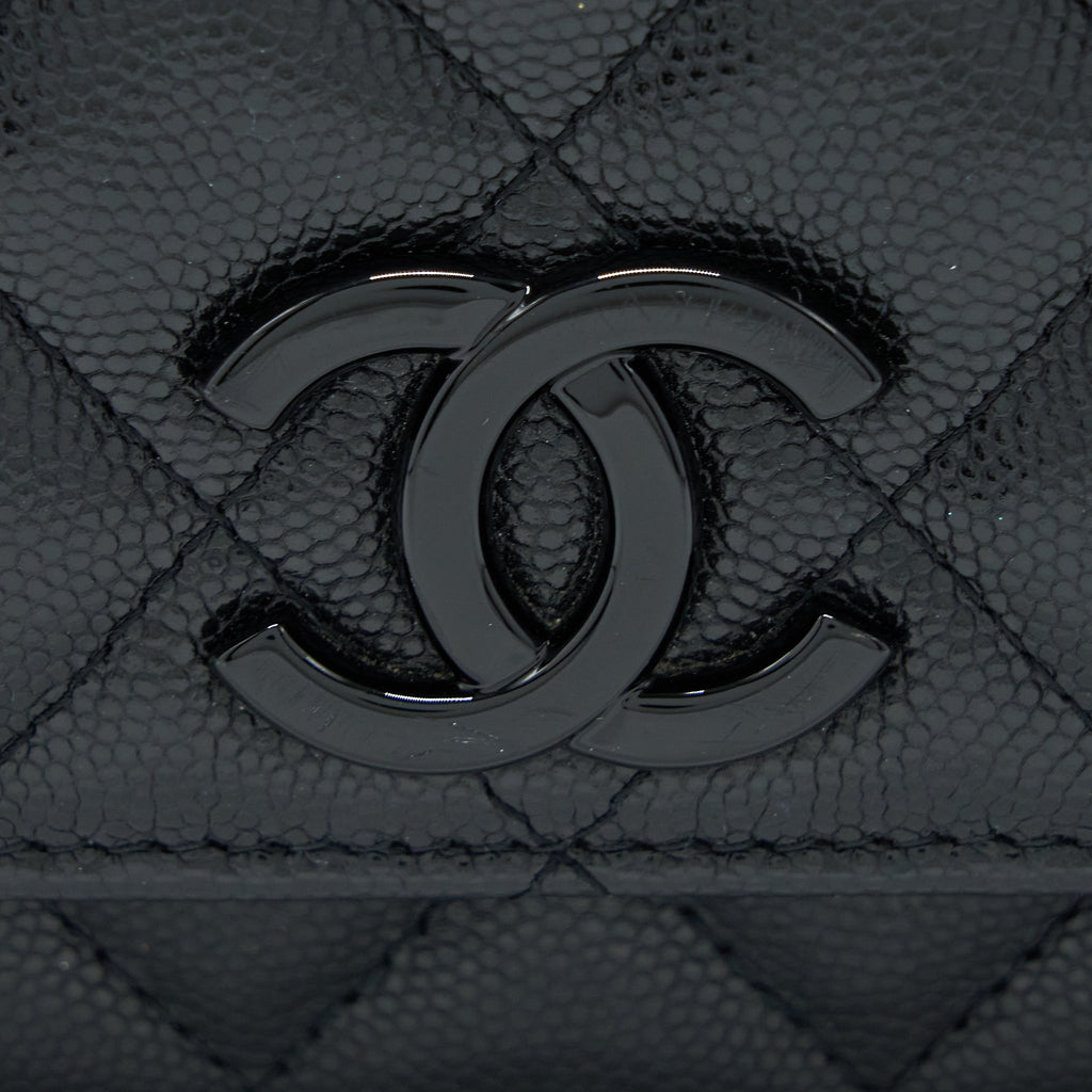 CHANEL QUILTED WALLET ON CHAIN CAVIAR SO BLACK