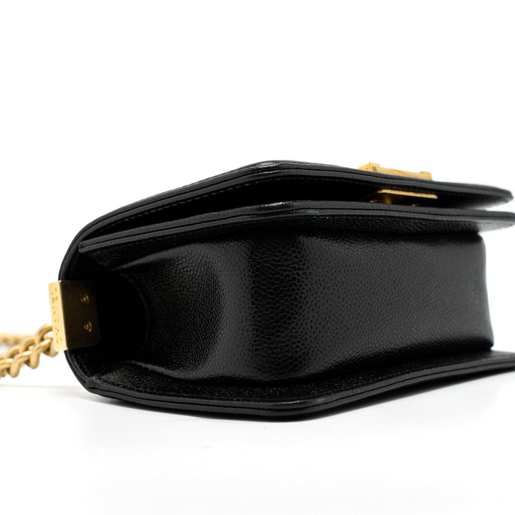 CHANEL SUPER MINI BOY BAG CAVIAR BLACK BRUSHED GHW (MICROCHIP)