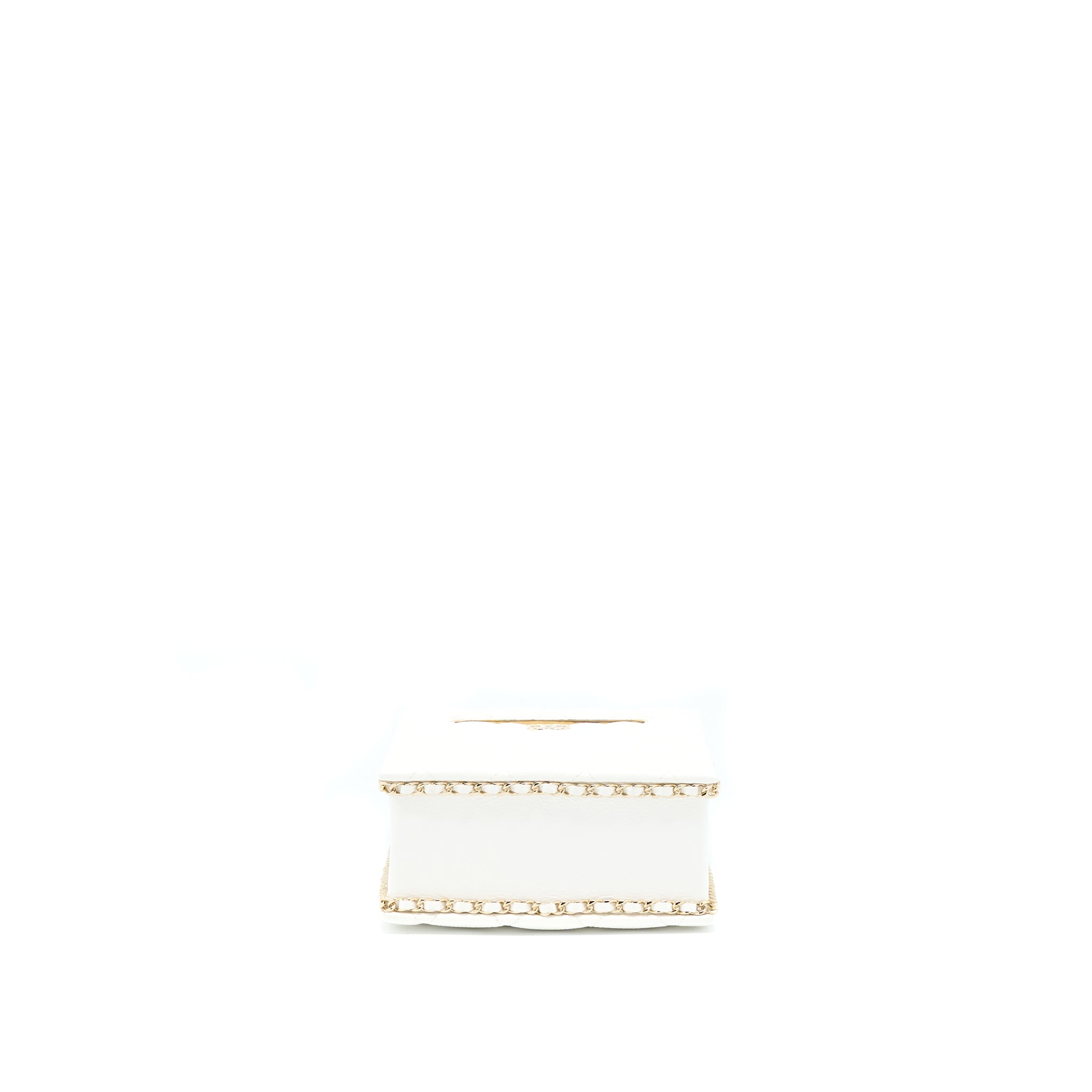 CHANEL VERTICAL EVENING CHAIN BAG CAVIAR WHITE LGHW (MICROCHIP)