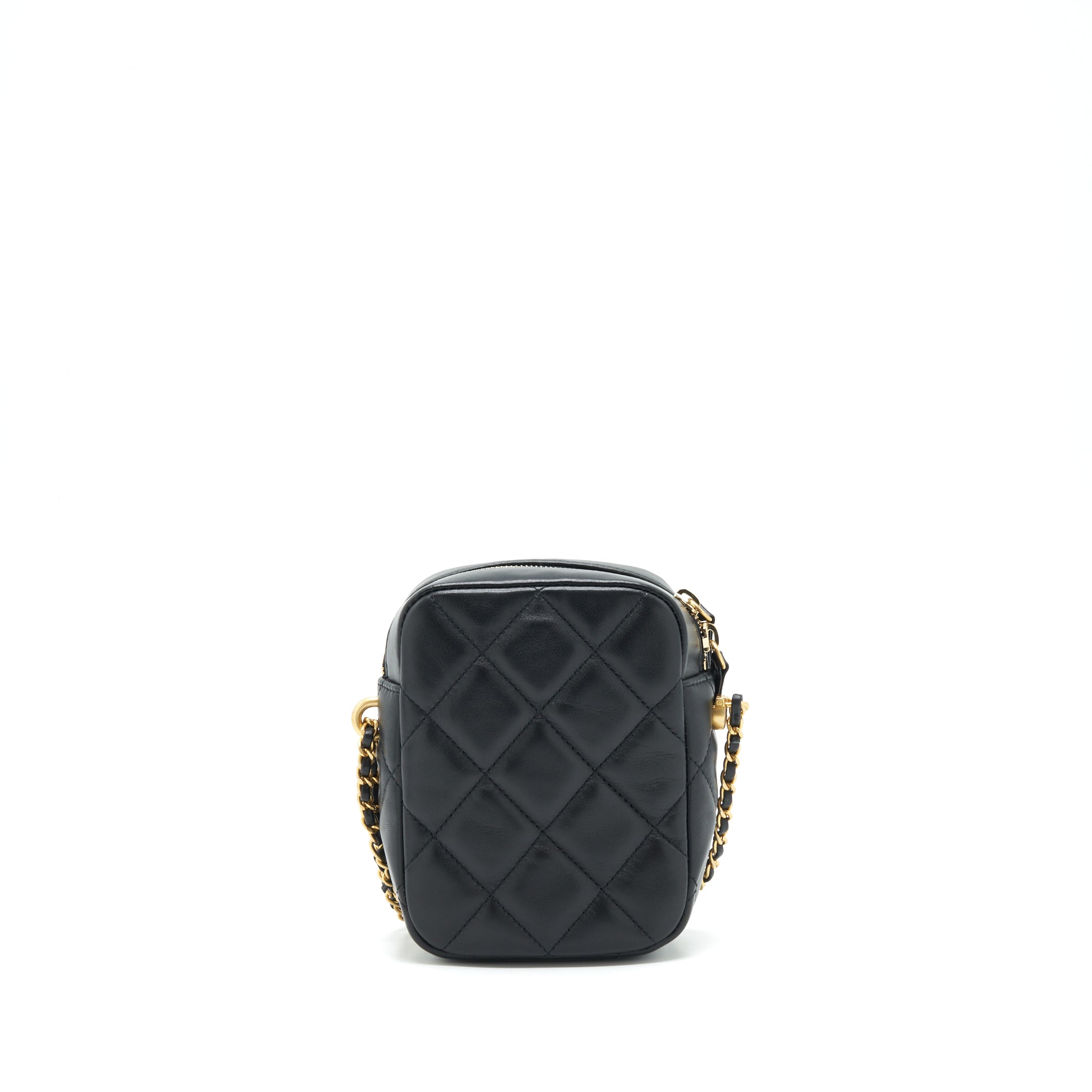 CHANEL 22C MY PERFECT MINI CAMERA CASE LAMBSKIN BLACK GHW(MICROCHIP)