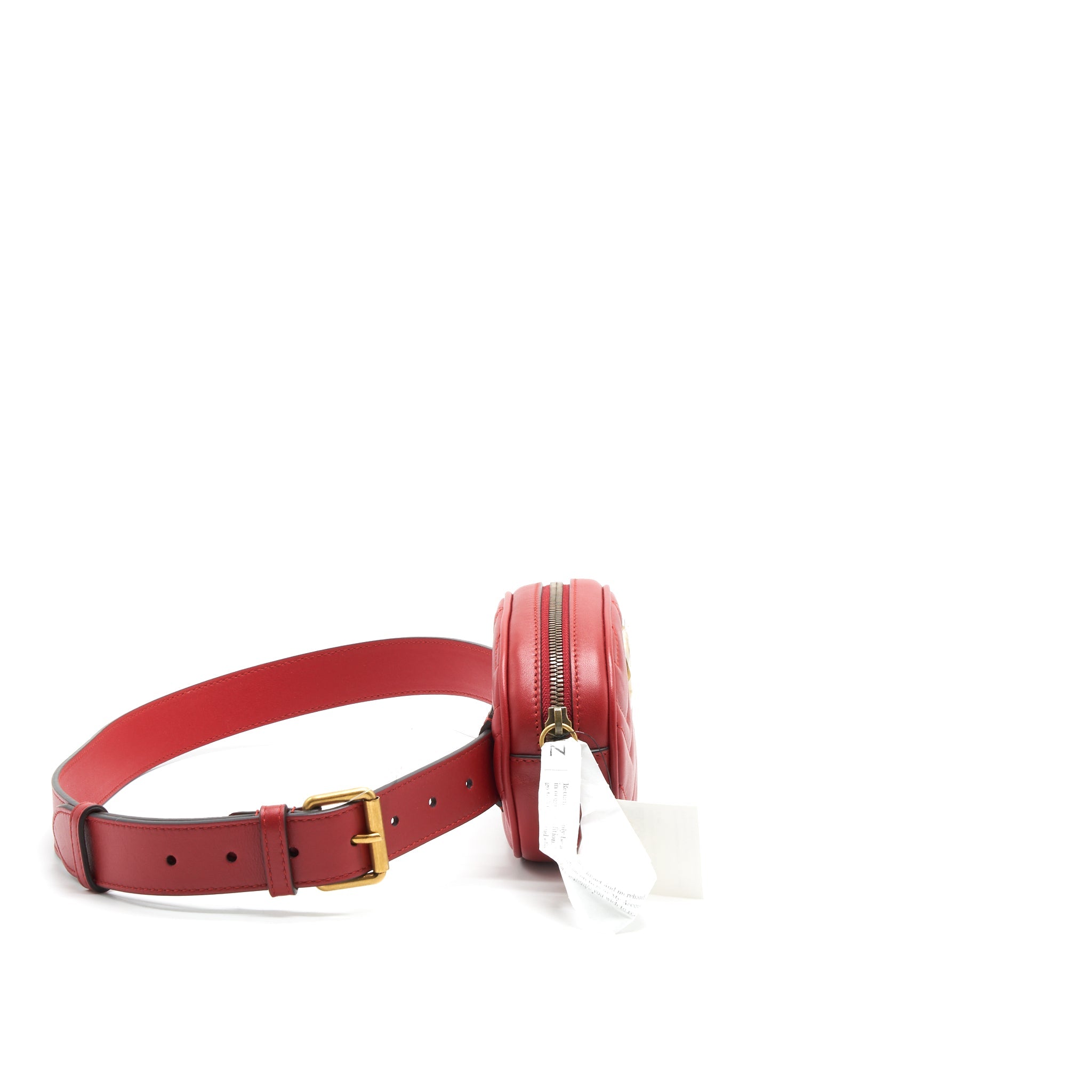 GUCCI SIZE85 GG MARMONT LEATHER BELT BAG RED