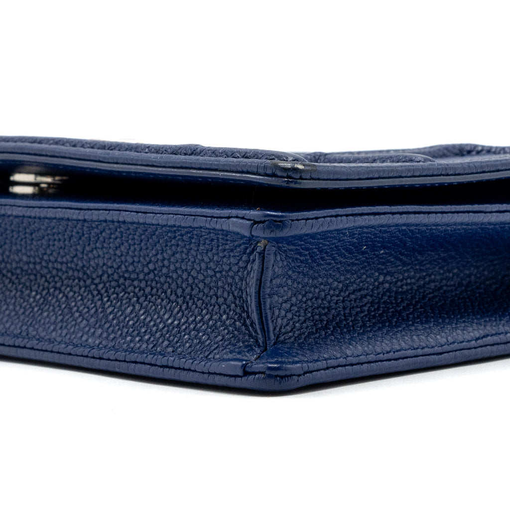DIOR DIORAMA WALLET ON CHAIN LEATHER BLUE SHW
