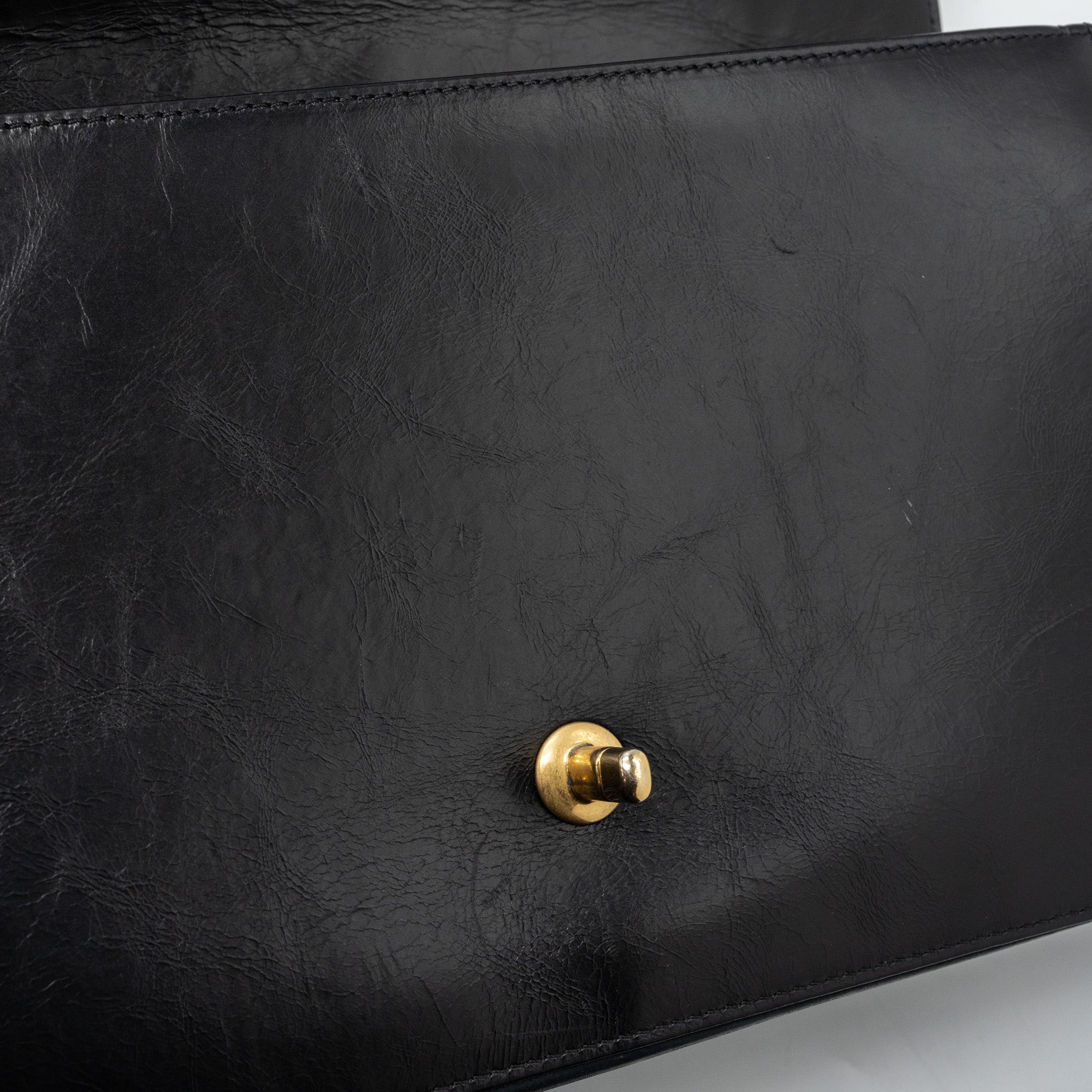 CHANEL FLAP BAG WITH CHAINS HANDLE CALFSKIN BLACK GHW