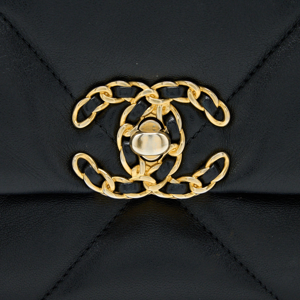 CHANEL SMALL 19 BAG LAMBSKIN BLACK MULTICOLOUR HARDWARE