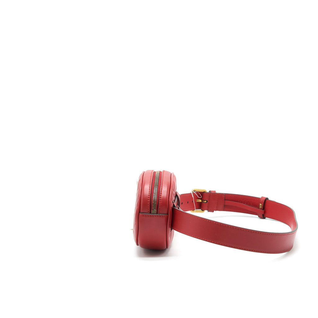 GUCCI SIZE85 GG MARMONT LEATHER BELT BAG RED