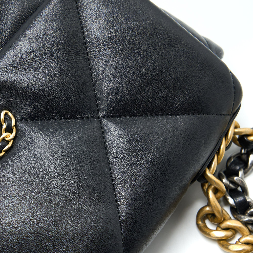 CHANEL SMALL 19 BAG LAMBSKIN BLACK MULTICOLOUR HARDWARE