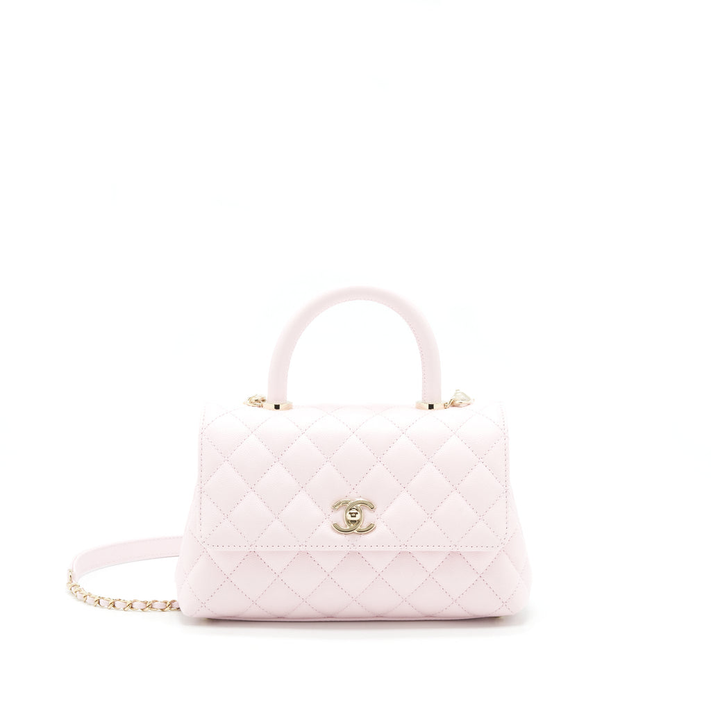 CHANEL 22P SMALL COCO HANDLE CAVIAR LIGHT PINK LGHW (MICROCHIP)