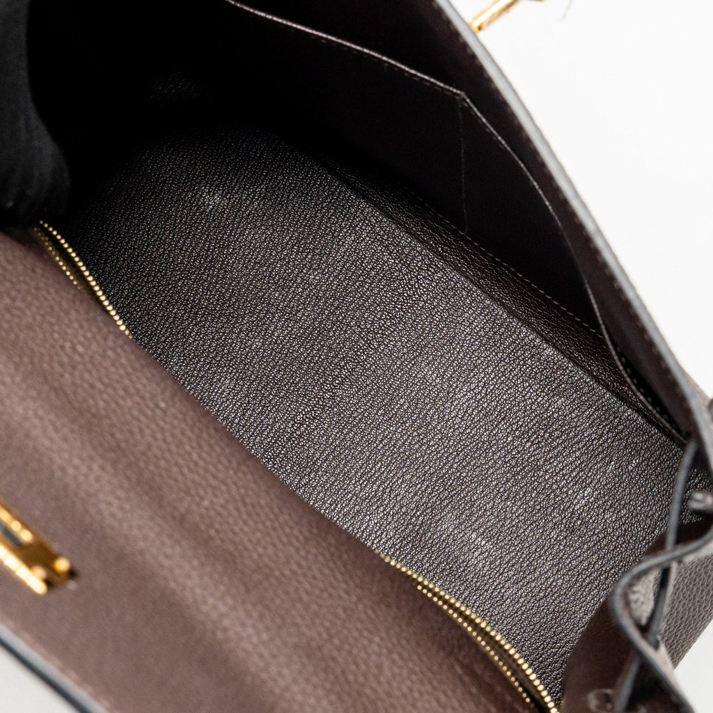 HERMES KELLY 28 TOGO CHOCOLATE GHW