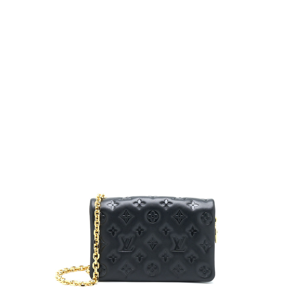 LOUIS VUITTON POCHETTE COUSSIN MONOGRAM-EMBOSSED LAMBSKIN BLACK GHW
