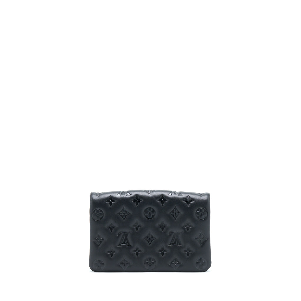 LOUIS VUITTON POCHETTE COUSSIN MONOGRAM-EMBOSSED LAMBSKIN BLACK GHW