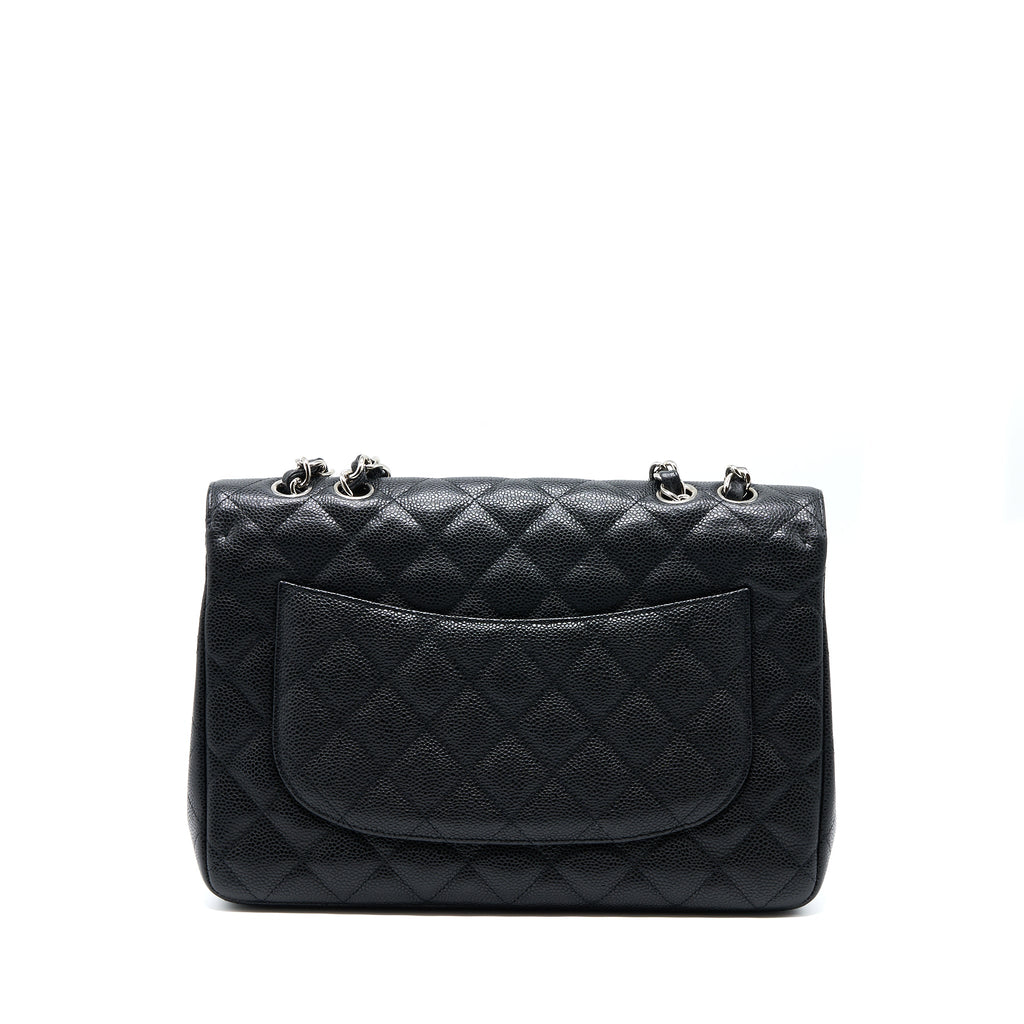 CHANEL JUMBO SINGLE FLAP BAG CAVIAR BLACK SHW