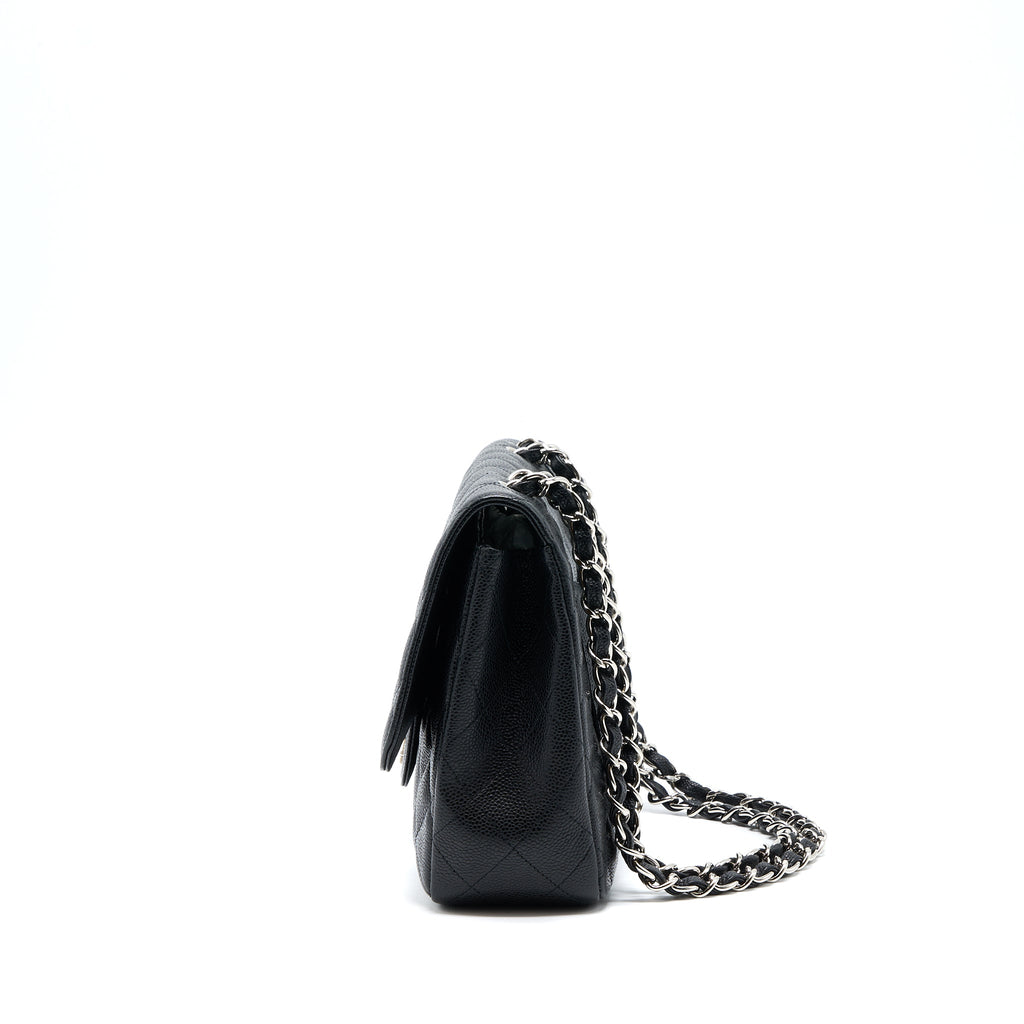 CHANEL JUMBO SINGLE FLAP BAG CAVIAR BLACK SHW