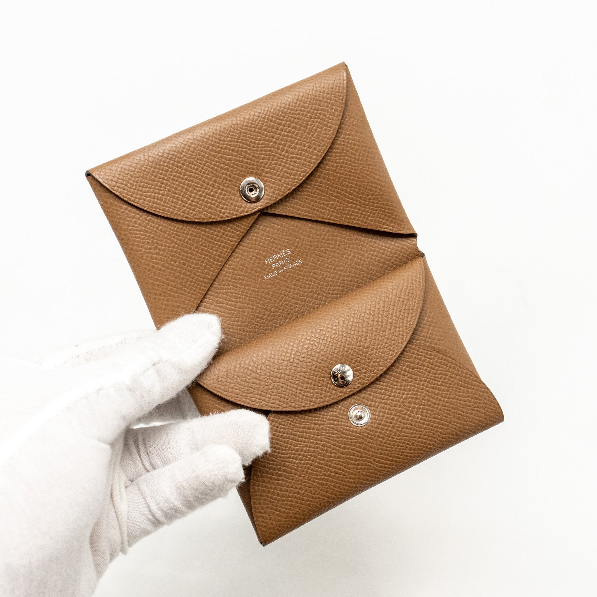 HERMES CALVI DUO CARD HOLDER ALEZAN AND BASTIA CHANGE PURSE ETOUPE EPSOM SHW