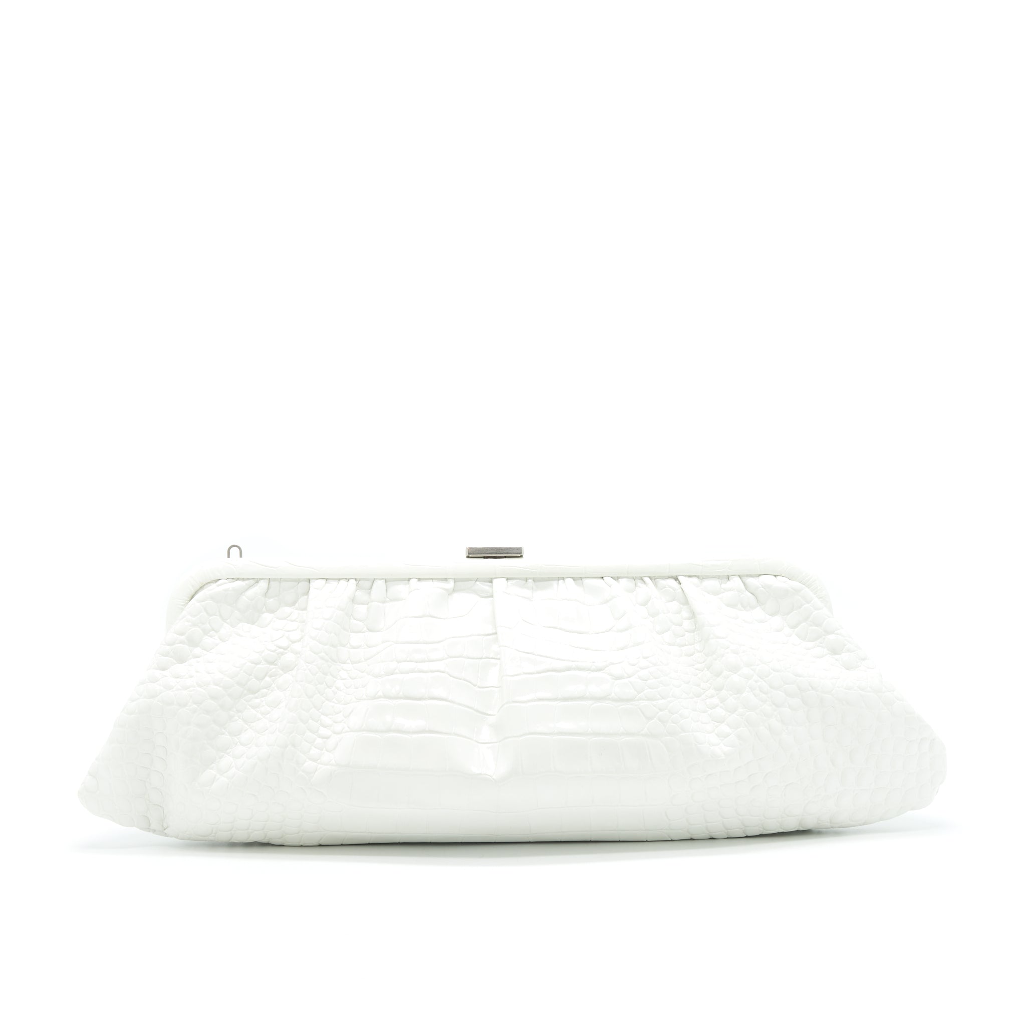 BALENCIAGA CLOUD XL CROCODILE EMBOSSED CLUTCH/ CROSSBODY BAG