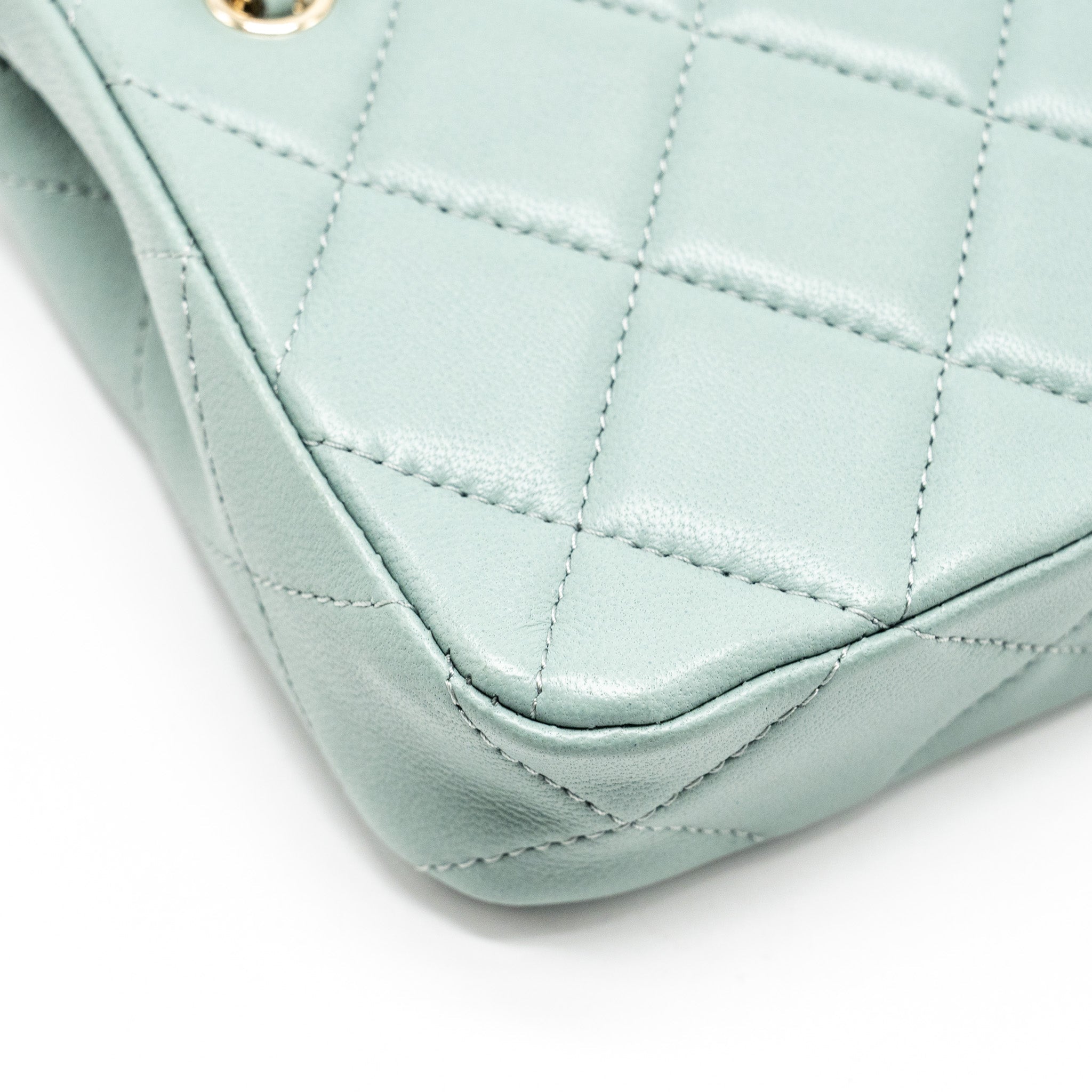 CHANEL MINI QUILTED CHAIN BAG LAMBSKIN LIGHT BLUE LGHW