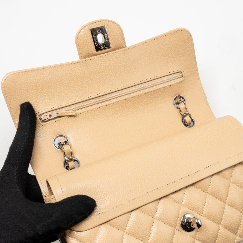 CHANEL SMALL CLASSIC DOUBLE FLAP BAG CAVIAR BEIGE SHW (MICROCHIP) (Copy)