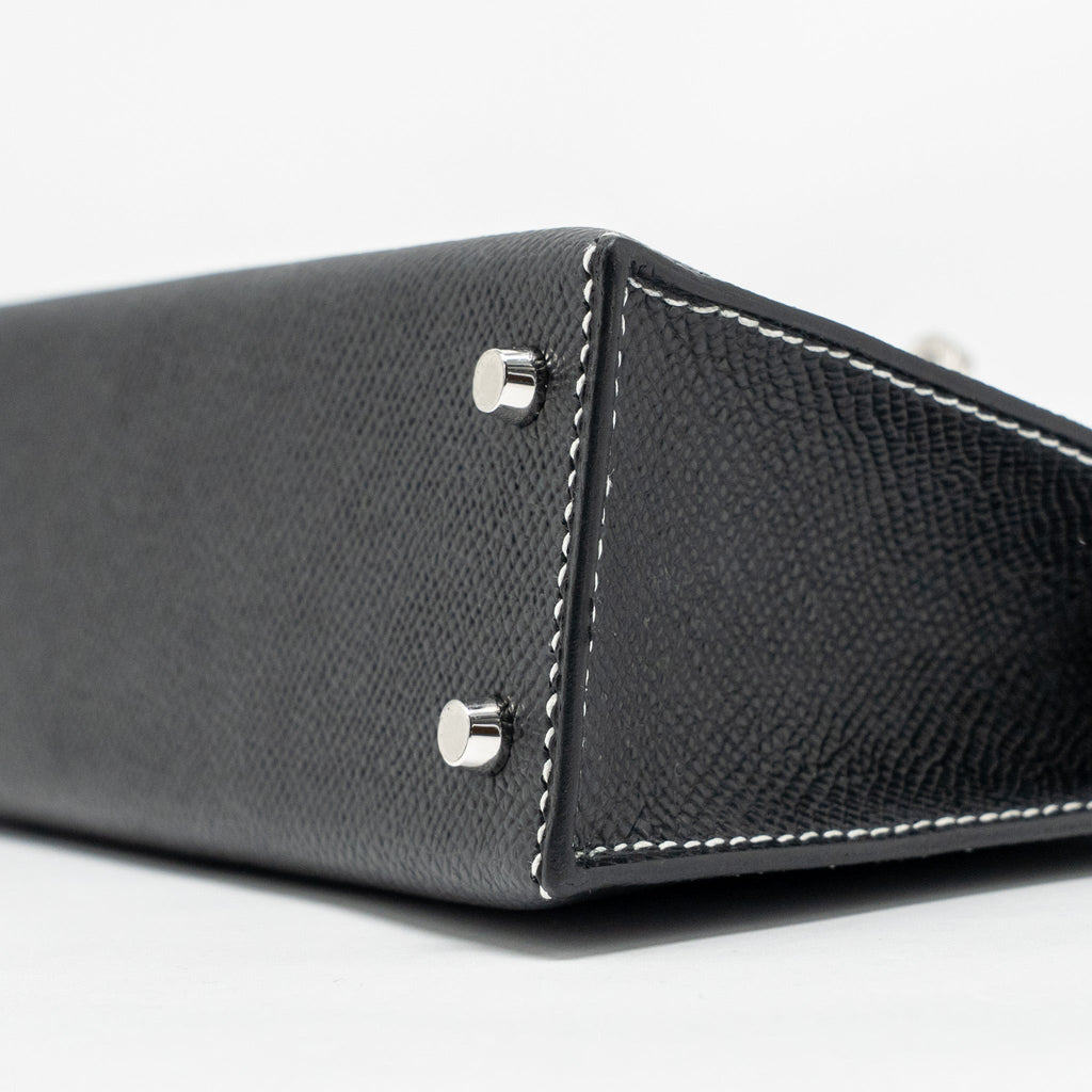 HERMES MINI KELLY II SPECIAL ORDER EPSOM BLACK/LIME SHW