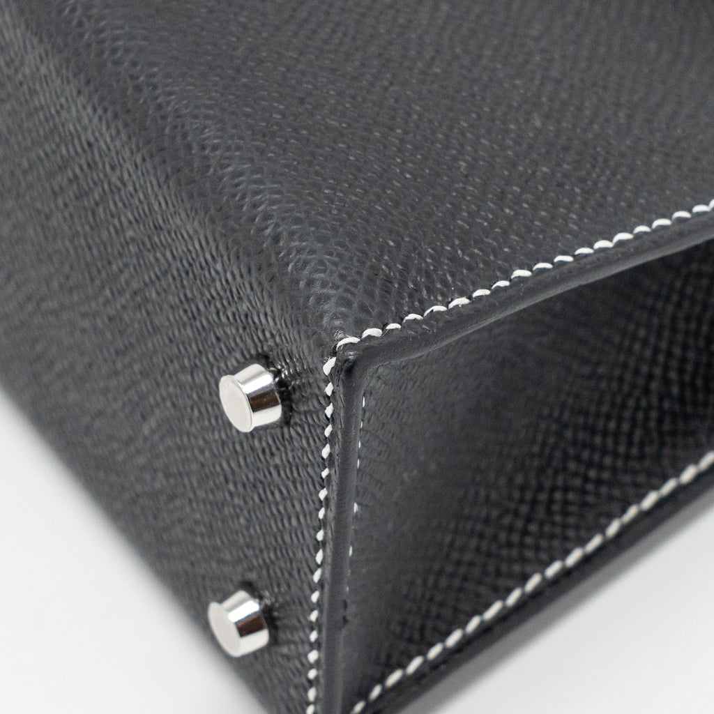 HERMES MINI KELLY II SPECIAL ORDER EPSOM BLACK/LIME SHW