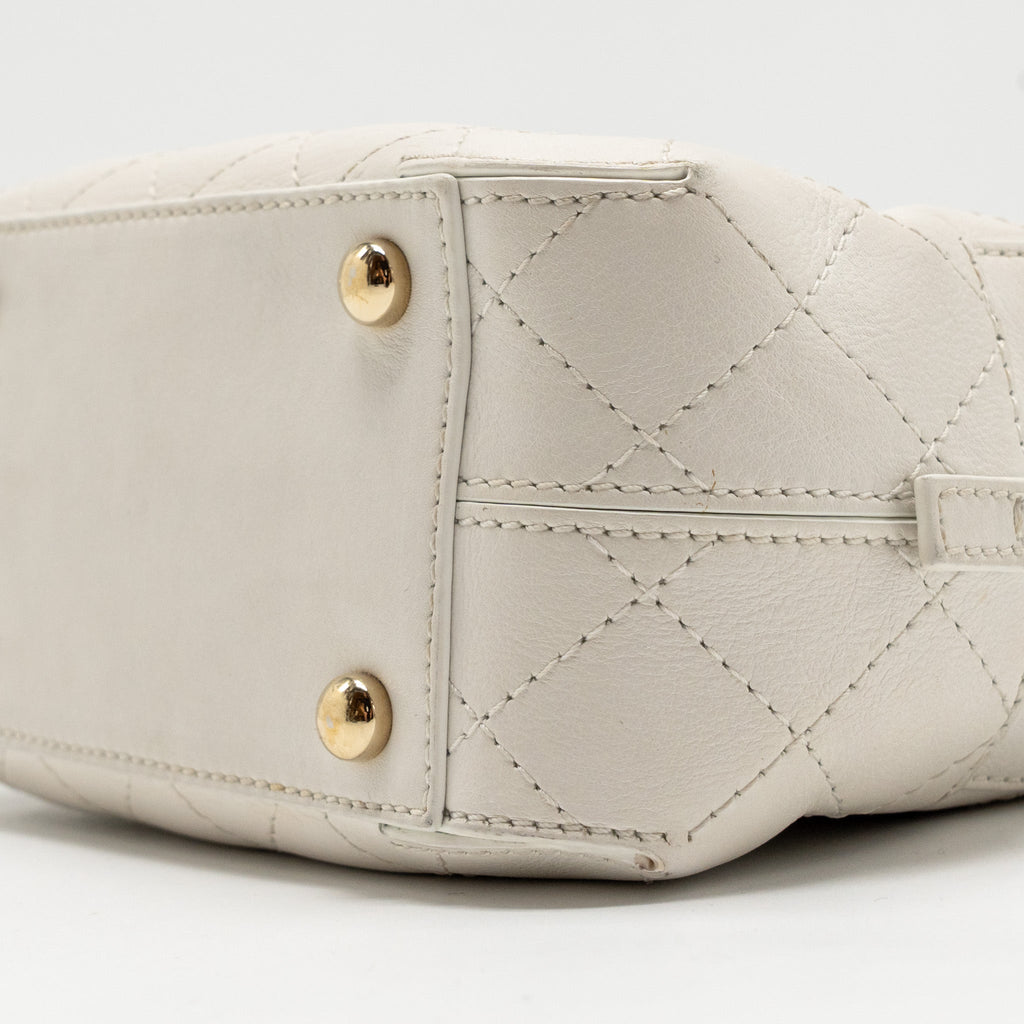 CHANEL MINI CAMERA BAG WITH CHAIN CALFSKIN WHITE LGHW