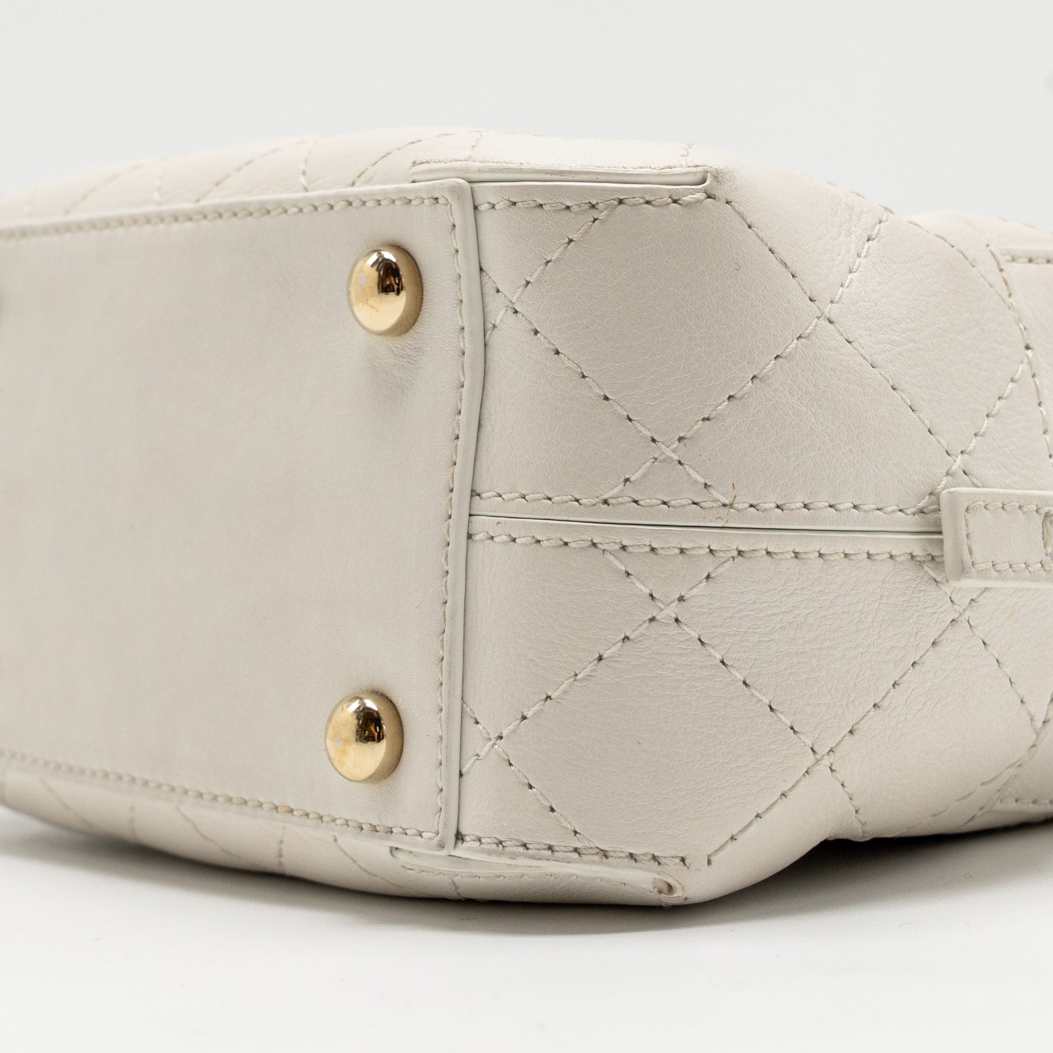 CHANEL MINI CAMERA BAG WITH CHAIN CALFSKIN WHITE LGHW