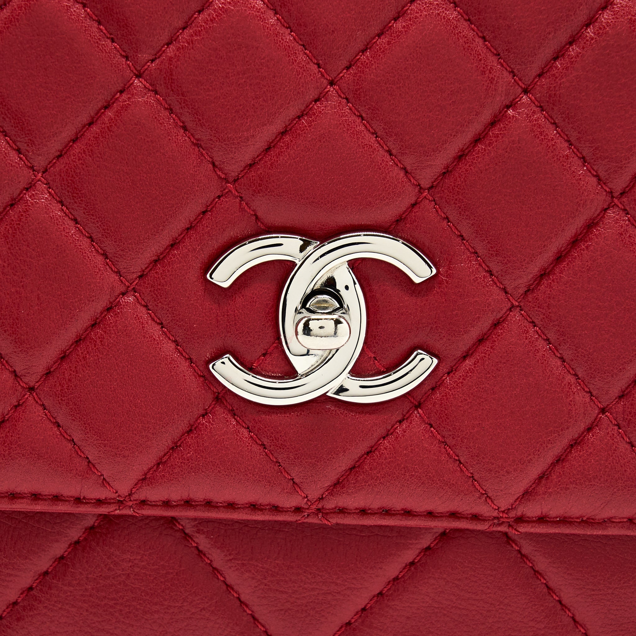 CHANEL LARGE FLAP BAG LAMBSKIN RED SHW