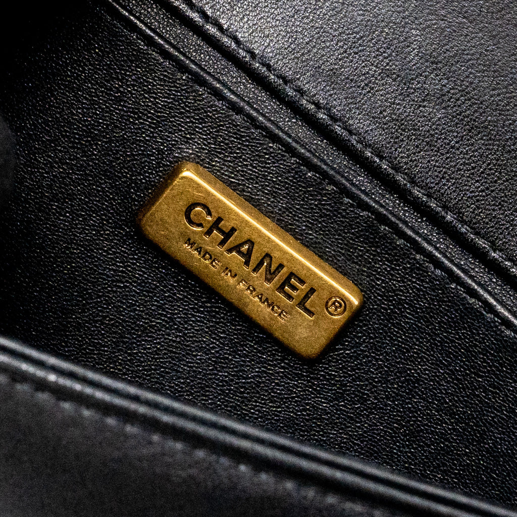 CHANEL SMALL BOY BAG RABBIT HAIR LIMITED EDITION LAMBSKIN BLACK GHW
