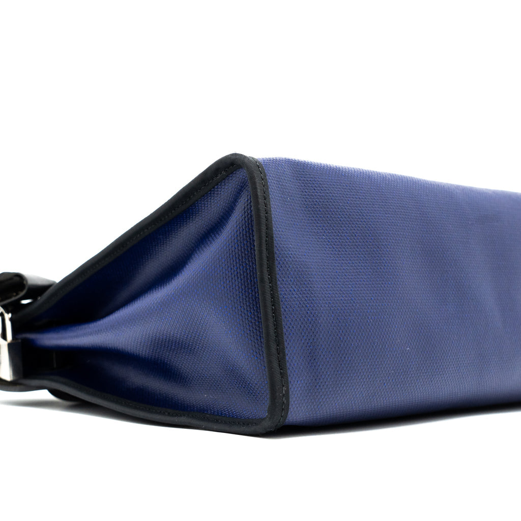 HERMES HERBAG 31 ZIP BAG TOLIE H BERLINE CANVAS/VACHE HUNTER BLUE ENCRE/BLACK SHW
