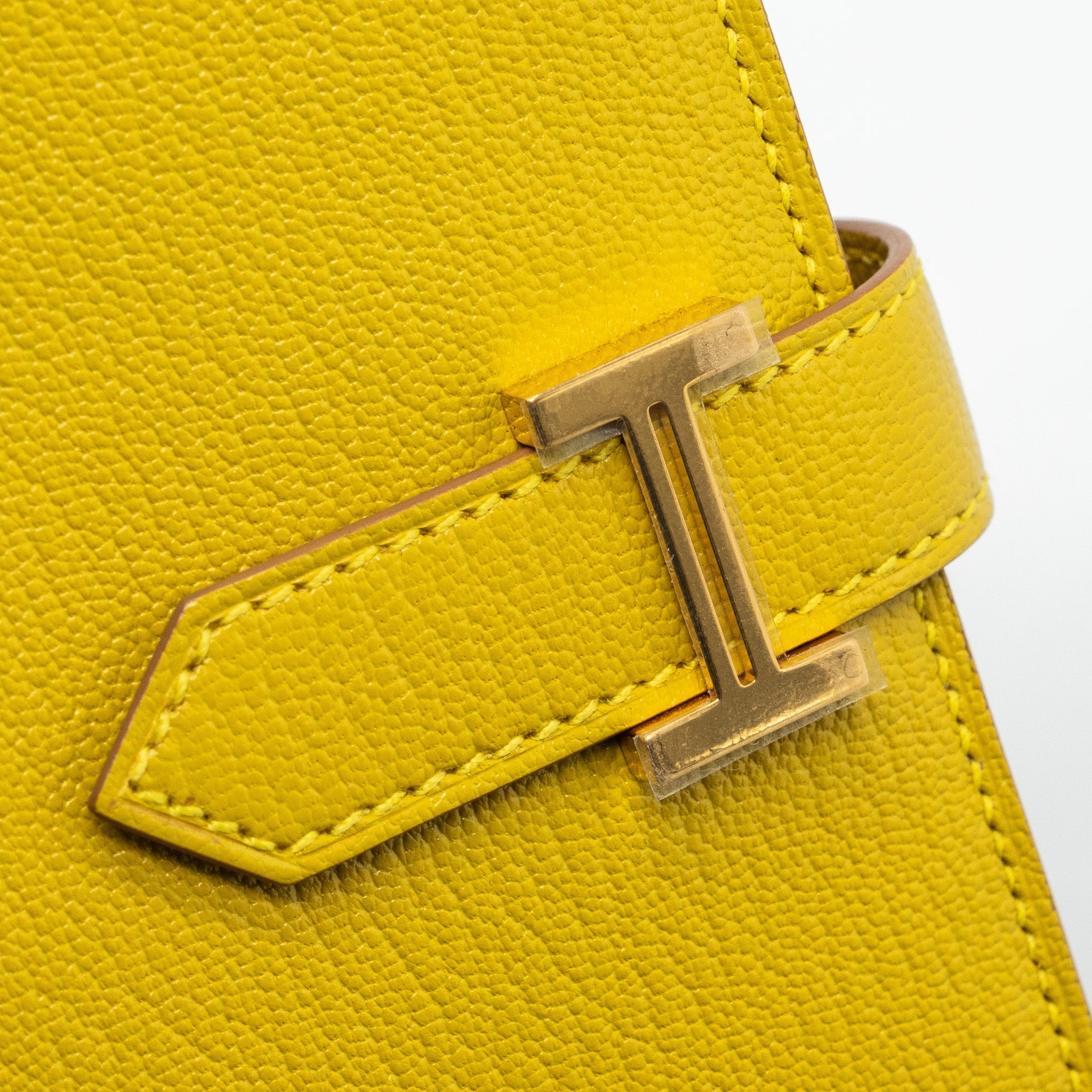 HERMES BEARN LONG WALLET CHEVRE MYSORE 2P CUMIN GHW