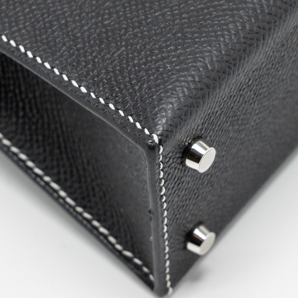 HERMES MINI KELLY II SPECIAL ORDER EPSOM BLACK/LIME SHW