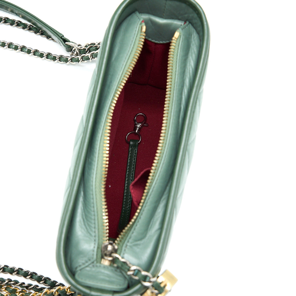 CHANEL SMALL GABRIELLE HOBO BAG AGED CALFSKIN GREEN MULTICOLOUR WITH MULTICOLOUR HARDWARE