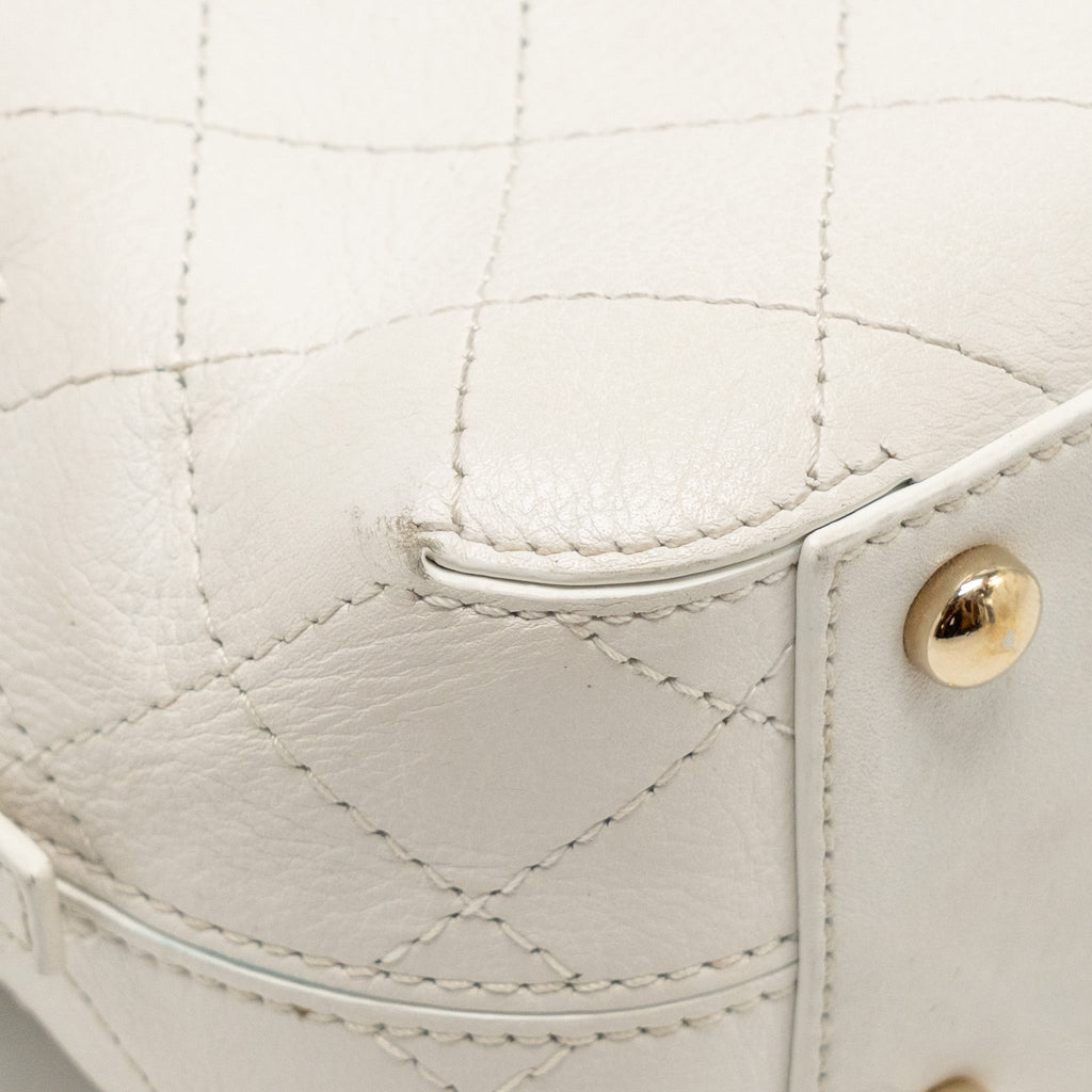CHANEL MINI CAMERA BAG WITH CHAIN CALFSKIN WHITE LGHW