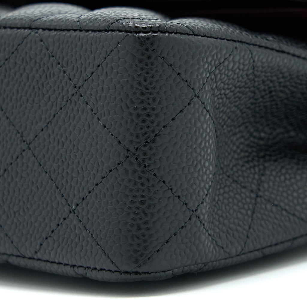 CHANEL SMALL CLASSIC DOUBLE FLAP BAG CAVIAR BLACK GHW (MICROCHIP)