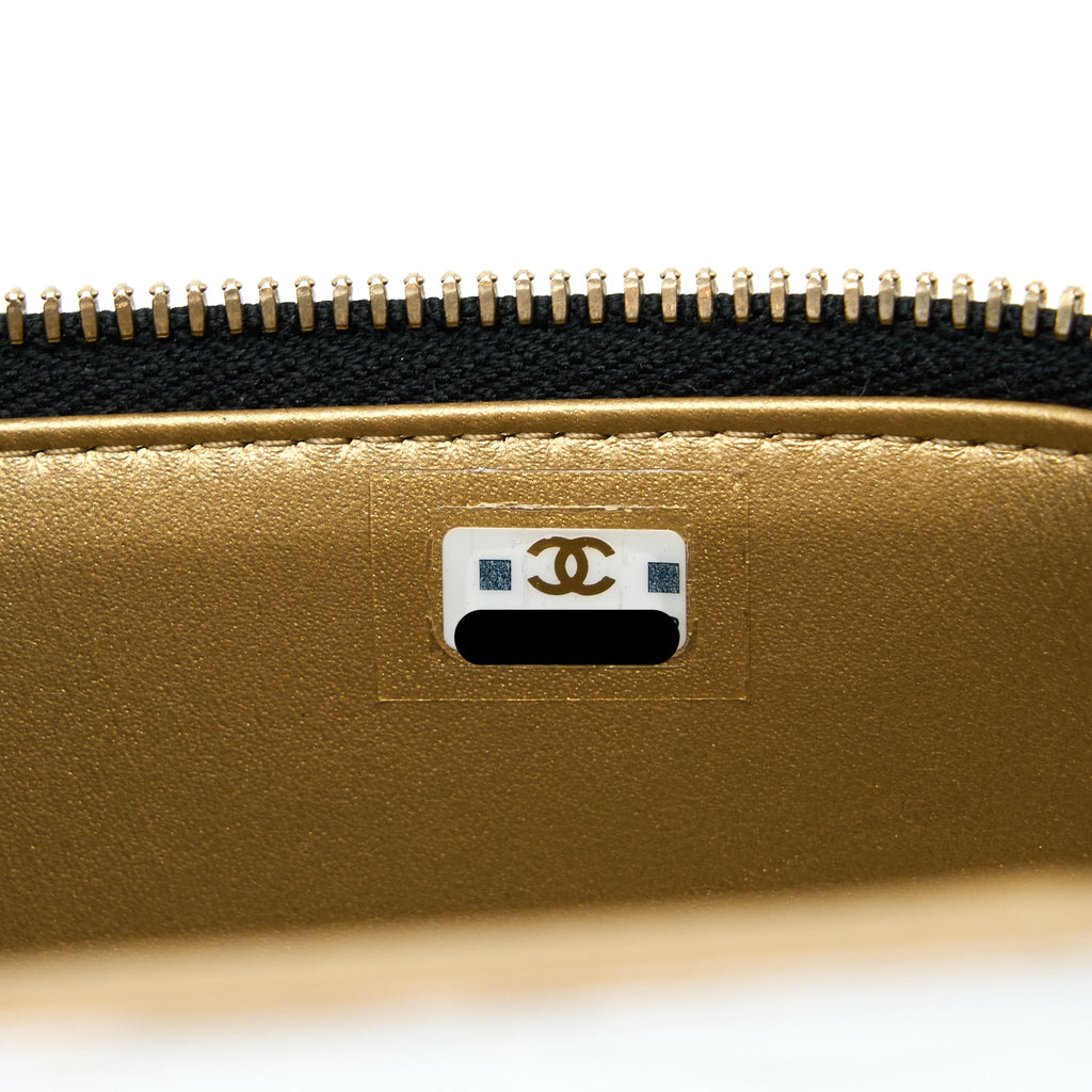 CHANEL 22B PEARL CRUSH LONG VANITY WITH CHAIN LAMBSKIN BLACK GHW (MICROCHIP)