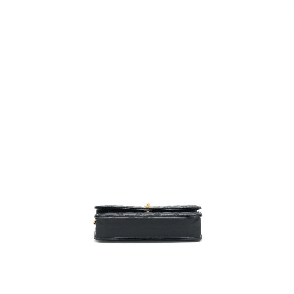 CHANEL 22C PEARL CRUSH WALLET ON CHAIN LAMBSKIN BLACK GHW (MICROCHIP)