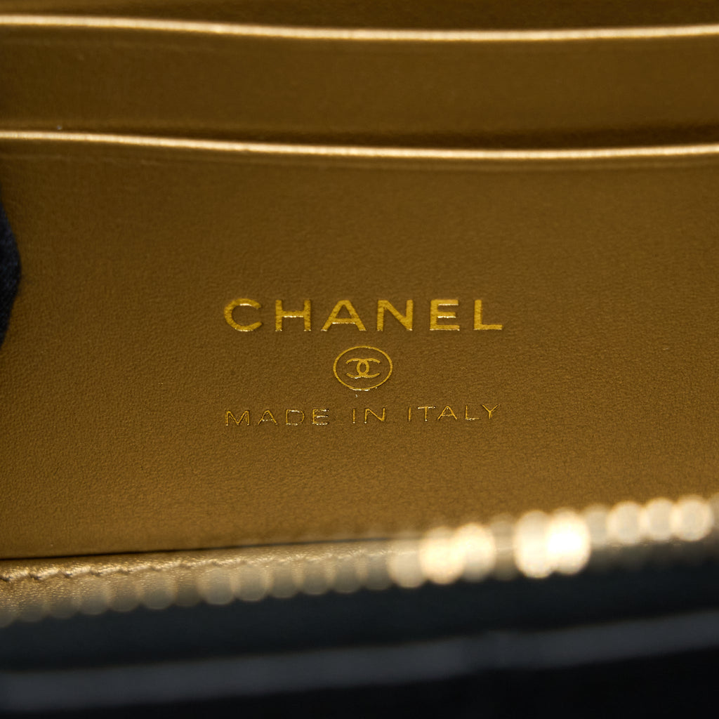 CHANEL 22B PEARL CRUSH LONG VANITY WITH CHAIN LAMBSKIN BLACK GHW (MICROCHIP)