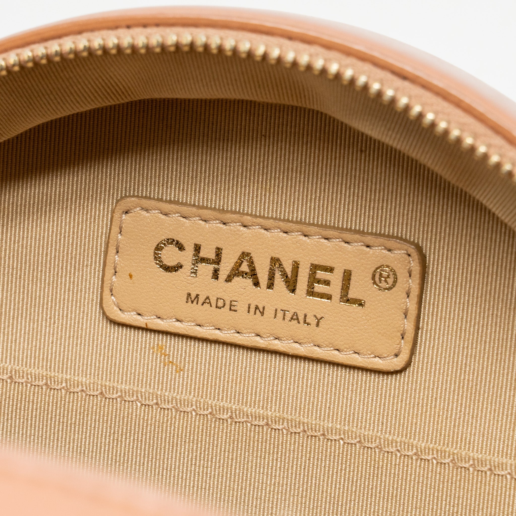 CHANEL ROUND CLUTCH WITH CHAIN MOON&STAR ZIPPER CALFSKIN PINK GHW