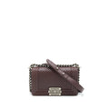 CHANEL CHEVRON SMALL BOY BAG LAMBSKIN BURGUNDY RUTHENIUM HARDWARE
