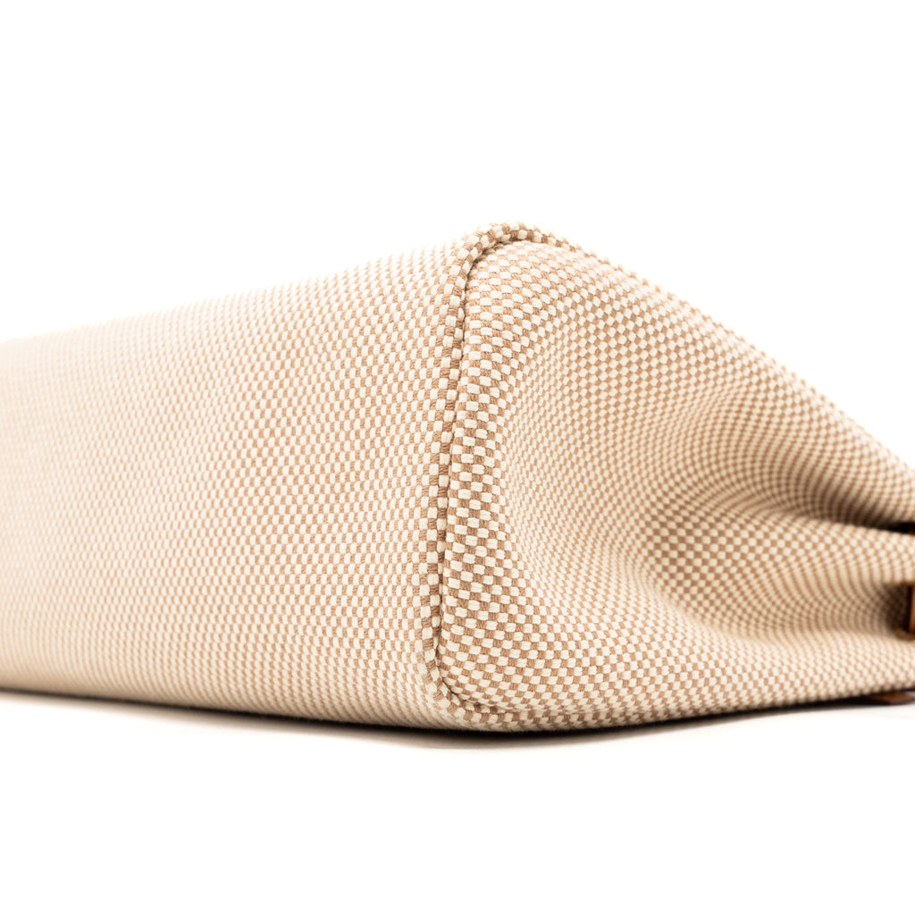 HERMES HERBAG 31 ZIP BAG CANVAS/CACHE HUNTER ECRU/BEIGE GHW