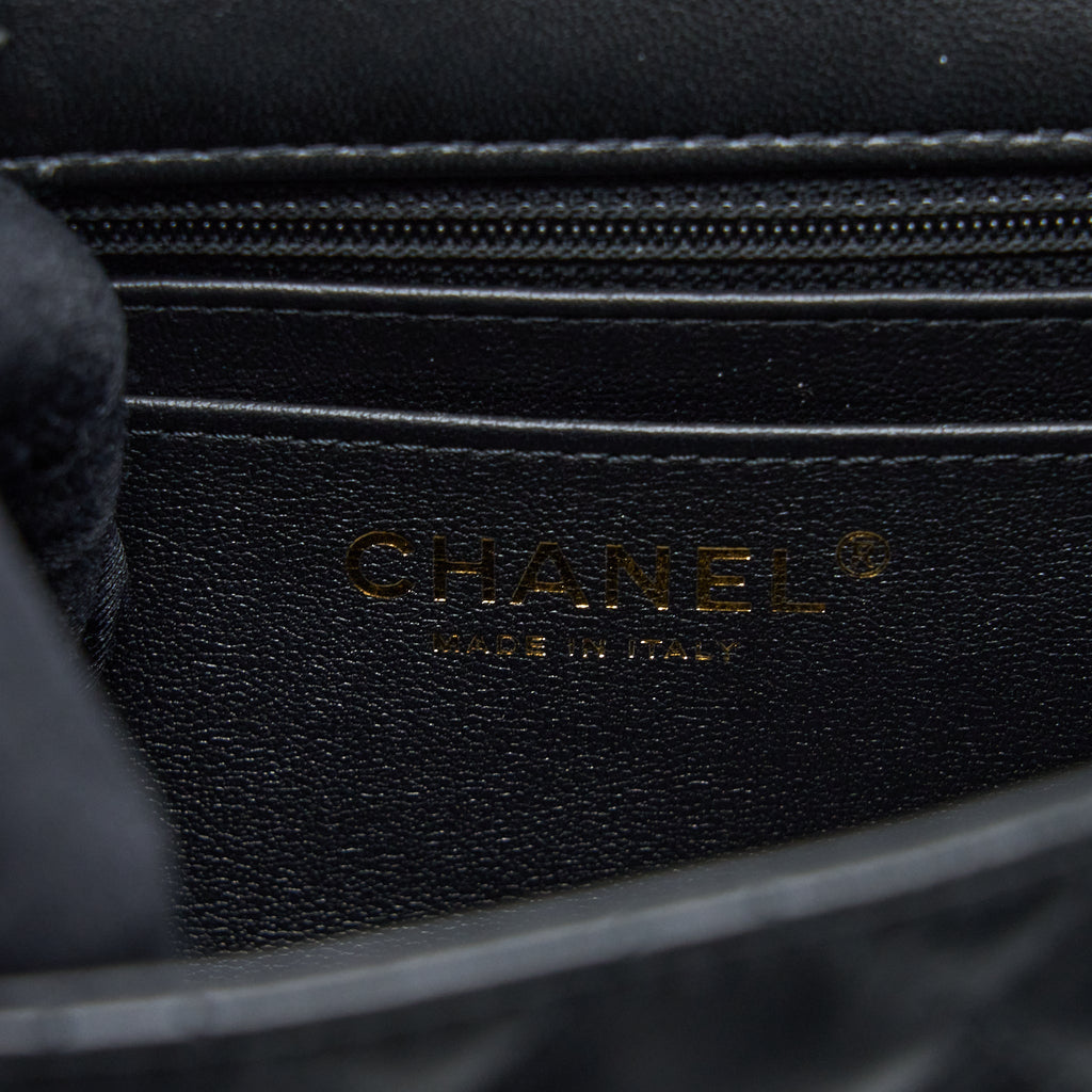 CHANEL CLASSIC MINI SQUARE FLAP BAG LAMBSKIN BLACK LGHW (MICROCHIP)